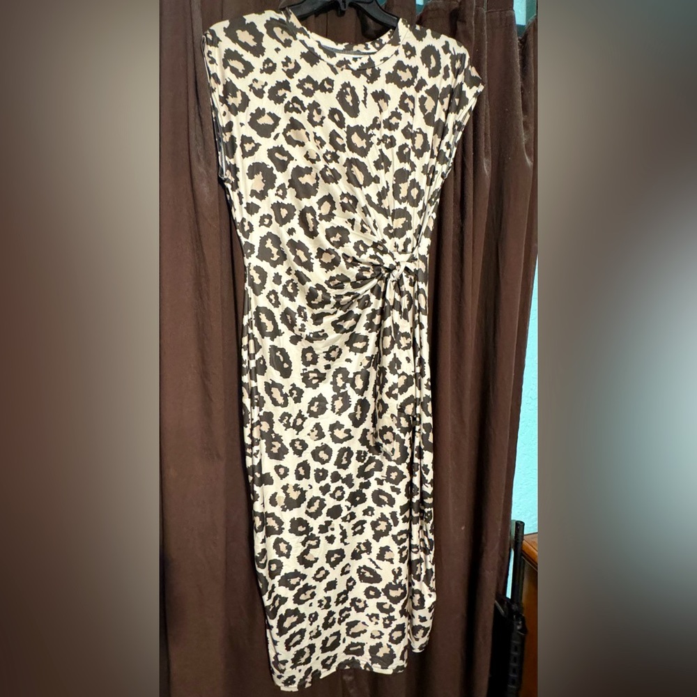 Woman’s Ruched Knot animal print dress. Brand new.